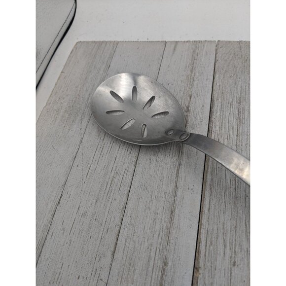 Vintage Slotted Holes Spoon Strainer Stainless Steel Wood Handle 12" - Picture 3 of 6